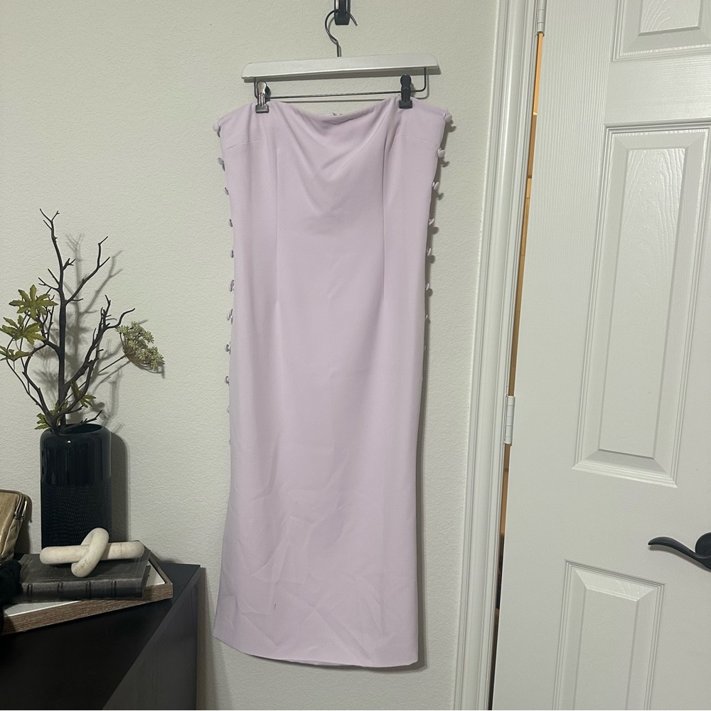 NWT Gianni Bini
x Caelynn Bell Tori Crepe Side Button Cut Out Strapless Dress - Picture 14 of 15